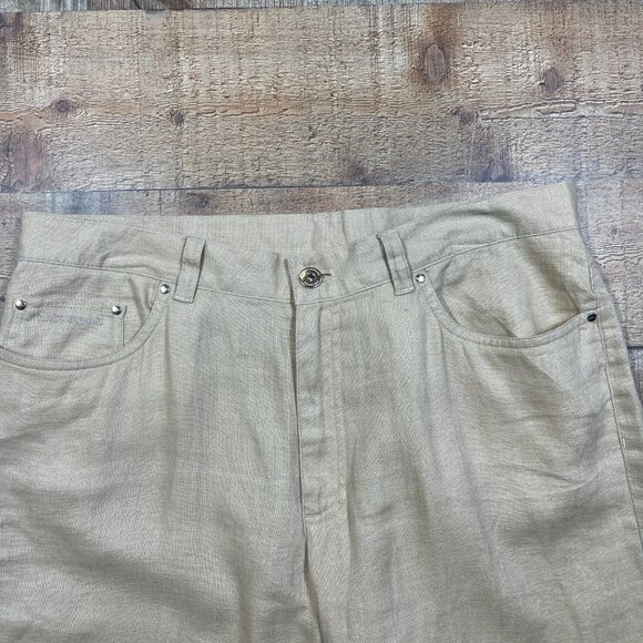 Lauren Jeans Co Ralph Lauren Tan Linen Capri Pants size 12 - Picture 2 of 5